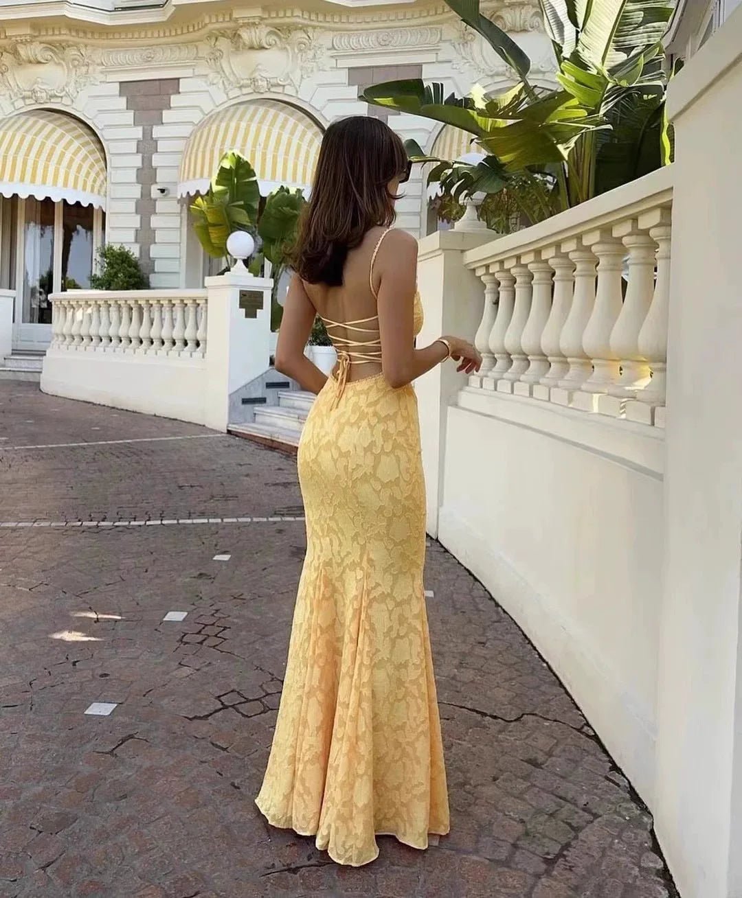 ZEYA - Enora Lace-Up Fishtail Maxi Dress