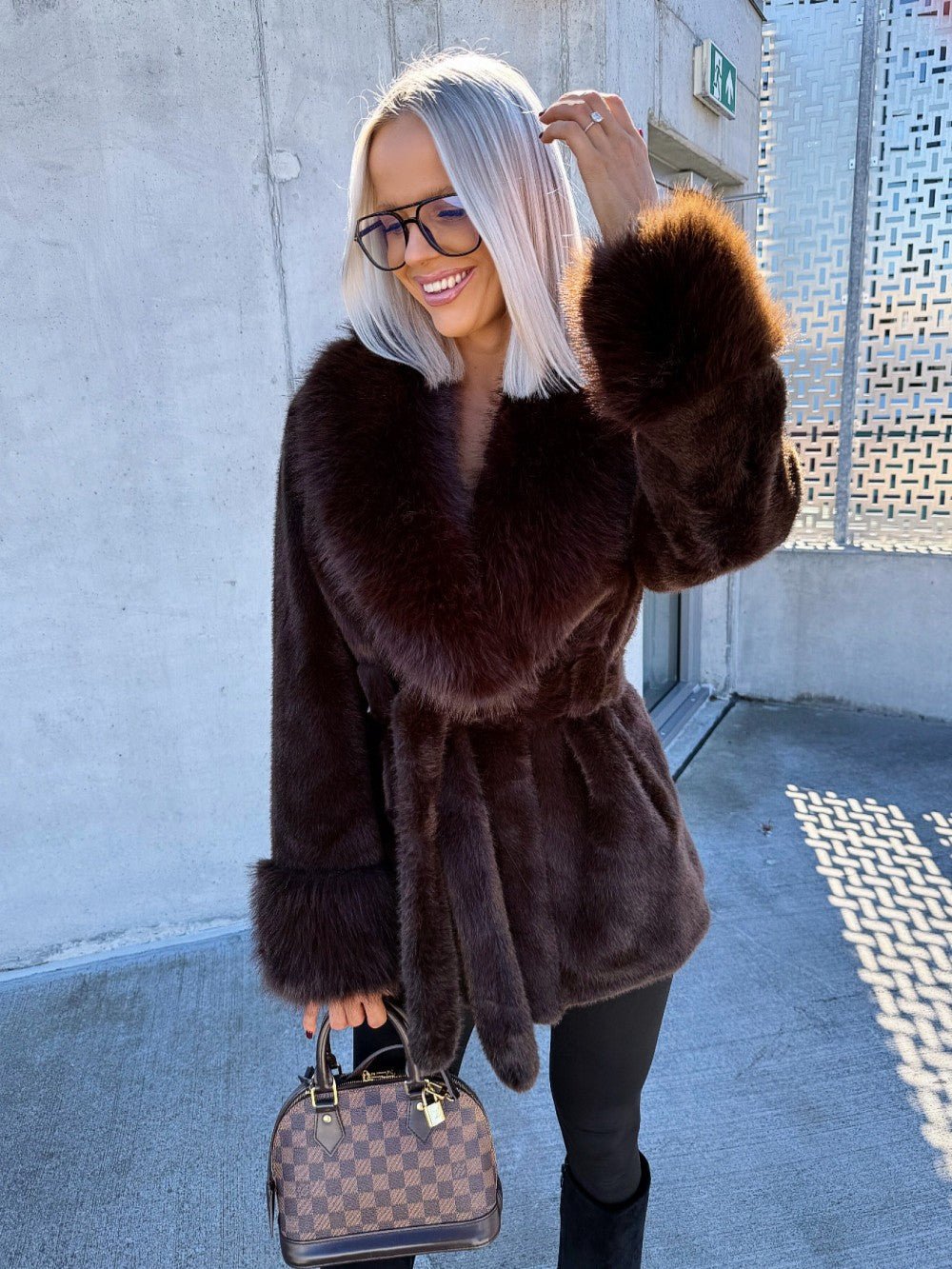 ZEYA - Eva Belted Faux Fur Coat