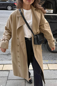 Evelyn klassisk dobbeltspent trenchcoat