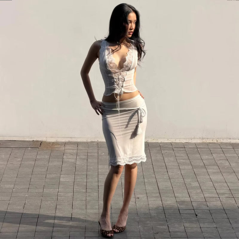 ZEYA - Evelyn Lace Tie Back Skirt Set