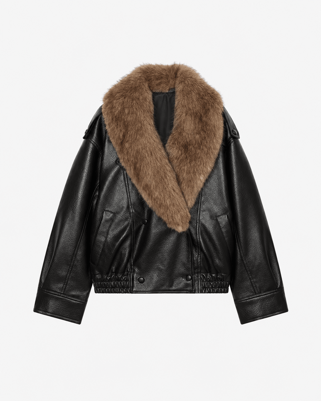 ZEYA - Felicity Faux Leather Jacket with Detachable Fur Collar