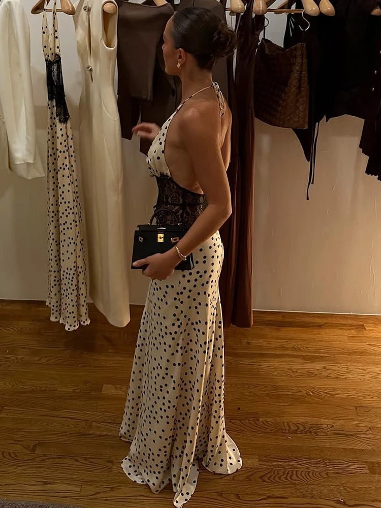ZEYA - Genevra Polka Dot Halter Maxi Dress