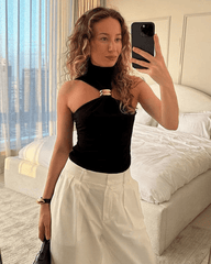 Top tip halter cu accente aurii Gertrude