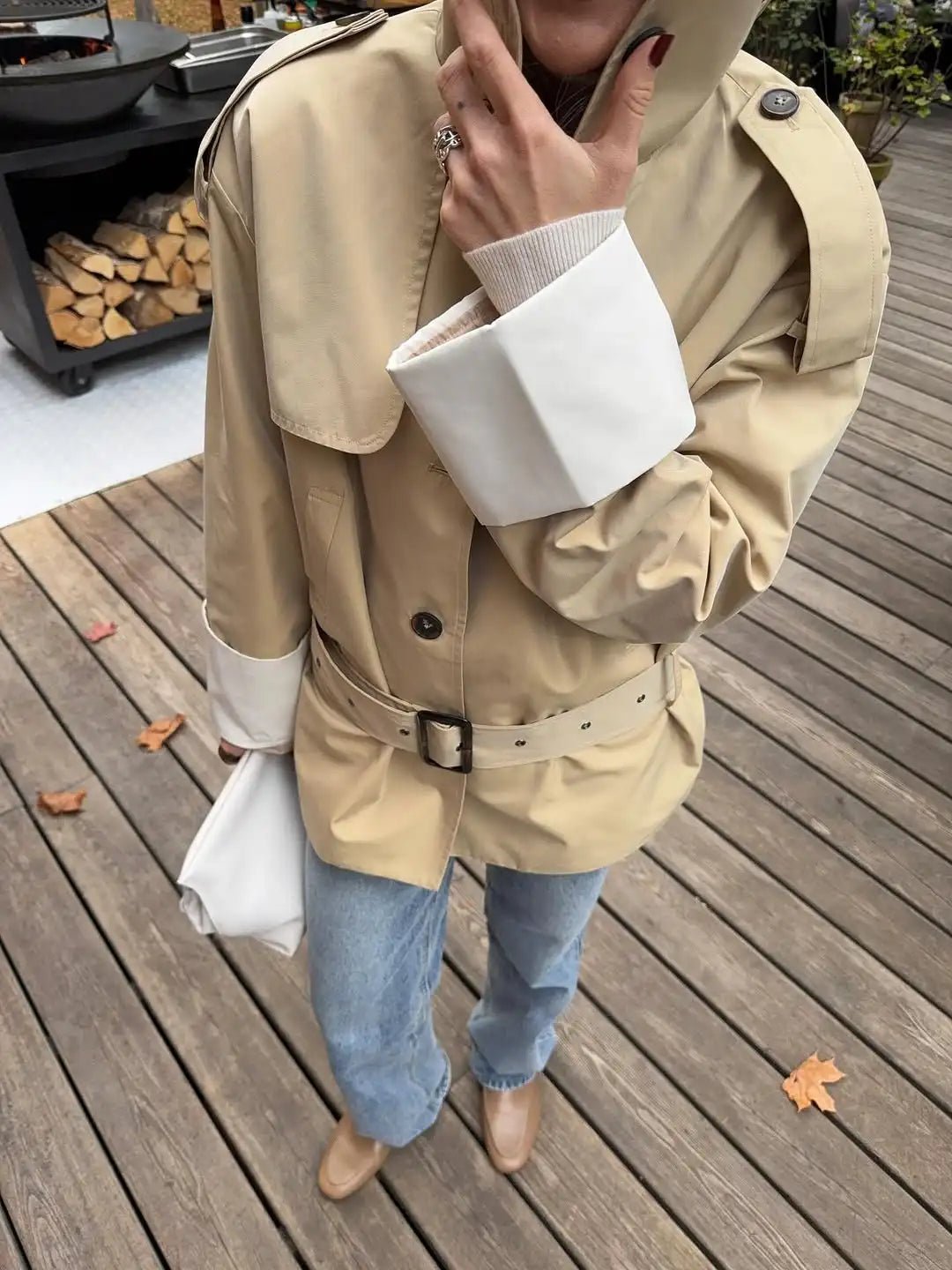 ZEYA - Glenda Contrast - Cuff Trench Jacket