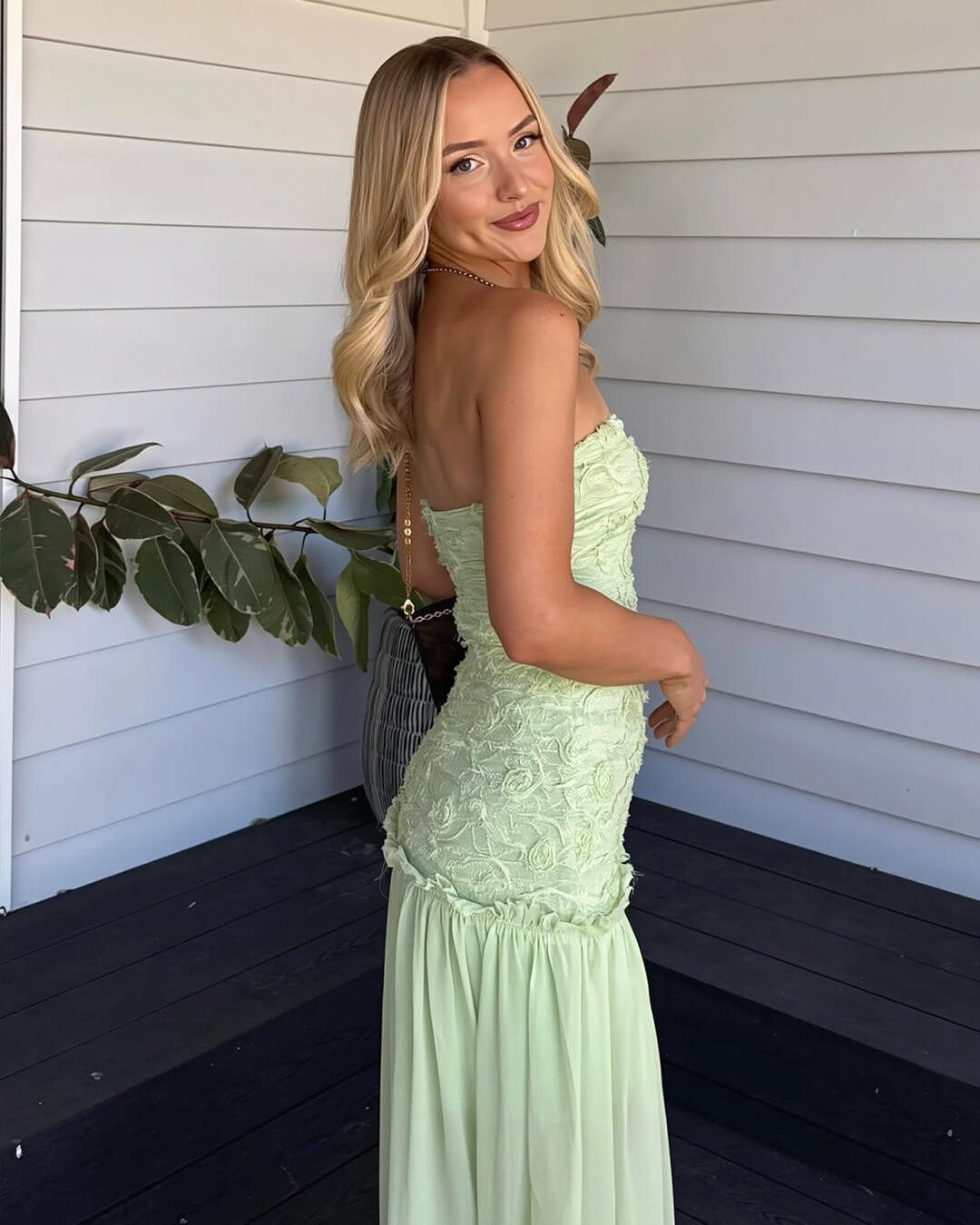 ZEYA - Goldie Strapless Floral Lace Maxi Dress