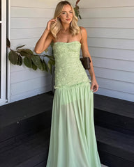 Goldie Strapless Floral Lace Maxi Dress