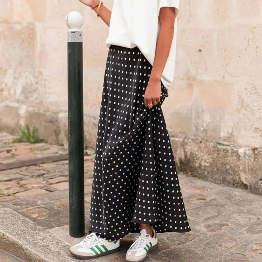 ZEYA - Halia Polka Dot Satin Maxi Skirt