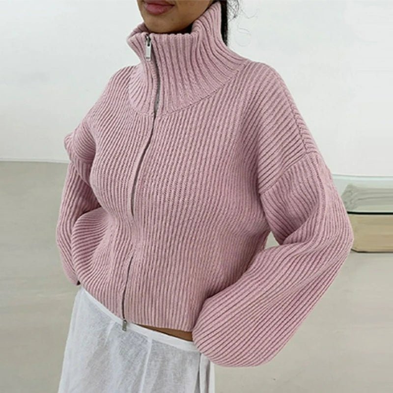 ZEYA - Hanna High Neck Zip-Up Cardigan