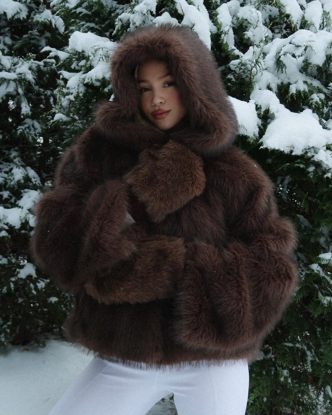 ZEYA - Hannah Faux Fur Hooded Short Coat