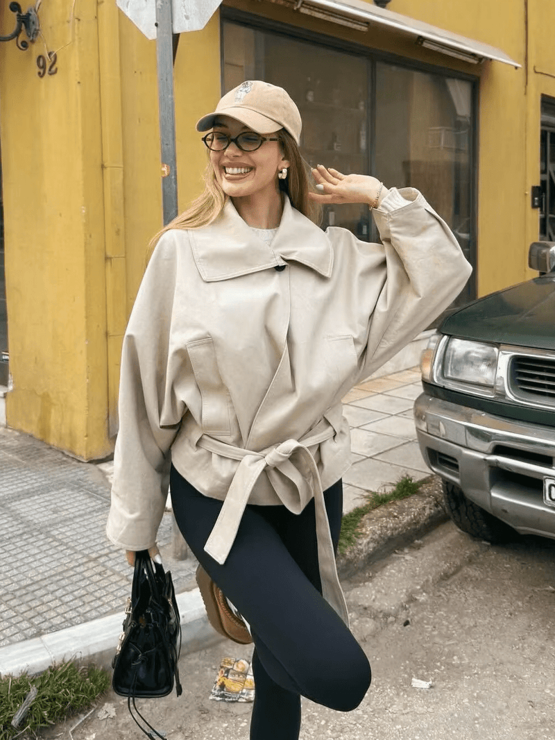 ZEYA - Helena Asymmetric Belted Trench Coat