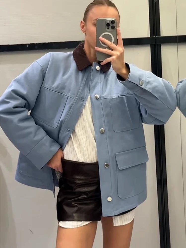 ZEYA - Helena Corduroy Collar Pocket Jacket