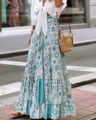 Imara flagrende boho-print flæsekjole
