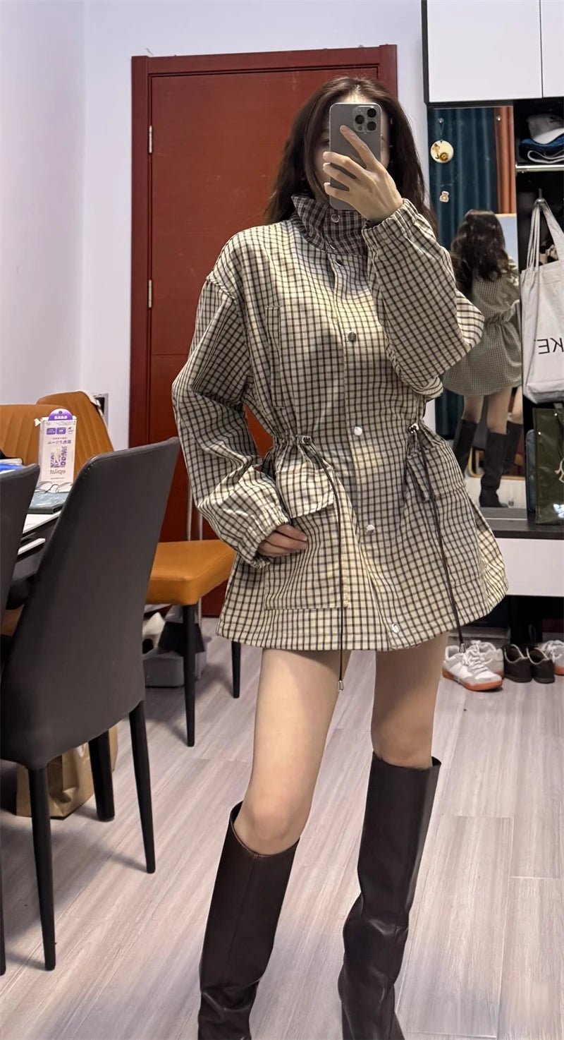 ZEYA - Isabel High-Neck Plaid Jacket