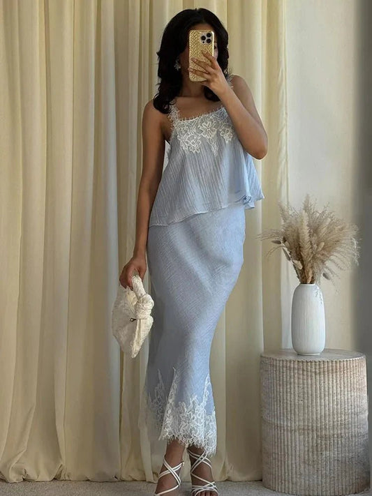 ZEYA - Jacinta Lace Spliced Midi Set
