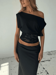 Janice Inclined Shoulder Lace Top