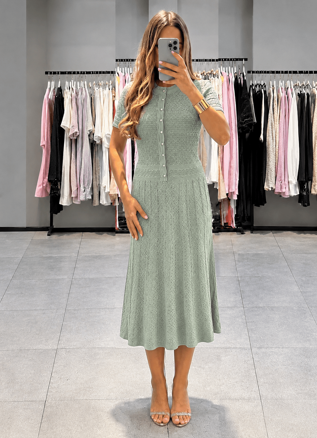 ZEYA - Rebecca Half Button Knitted Midi Dress