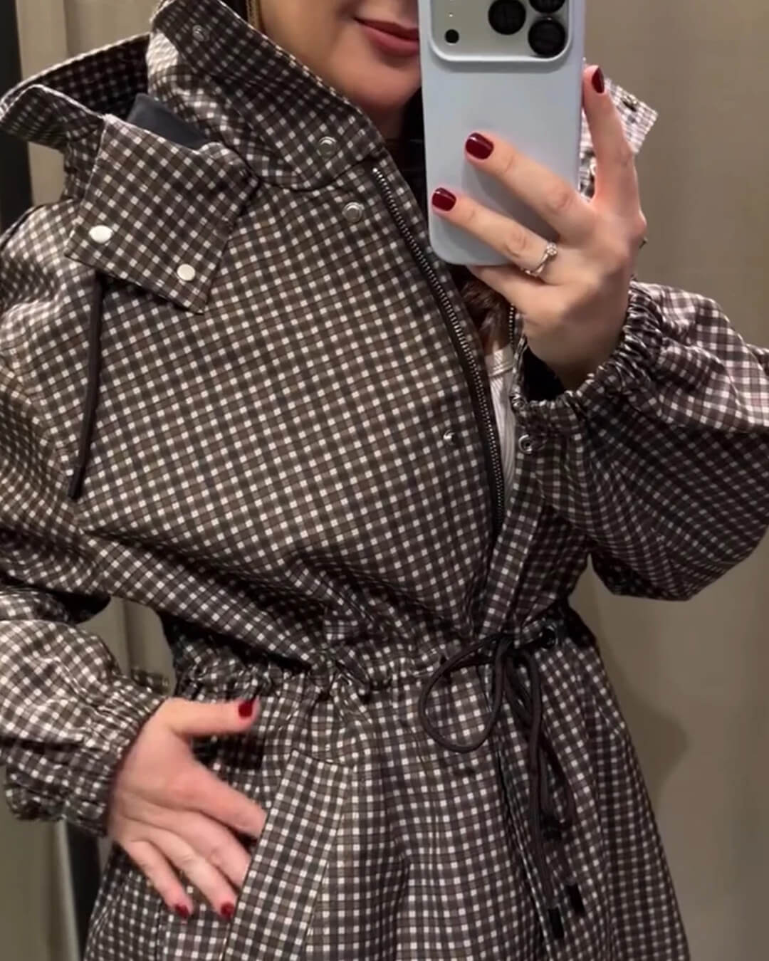 ZEYA - Jenny Plaid Hooded Windbreaker Jacket