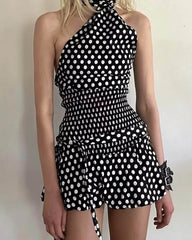 Jupe mini à pois taille élastique Jenny