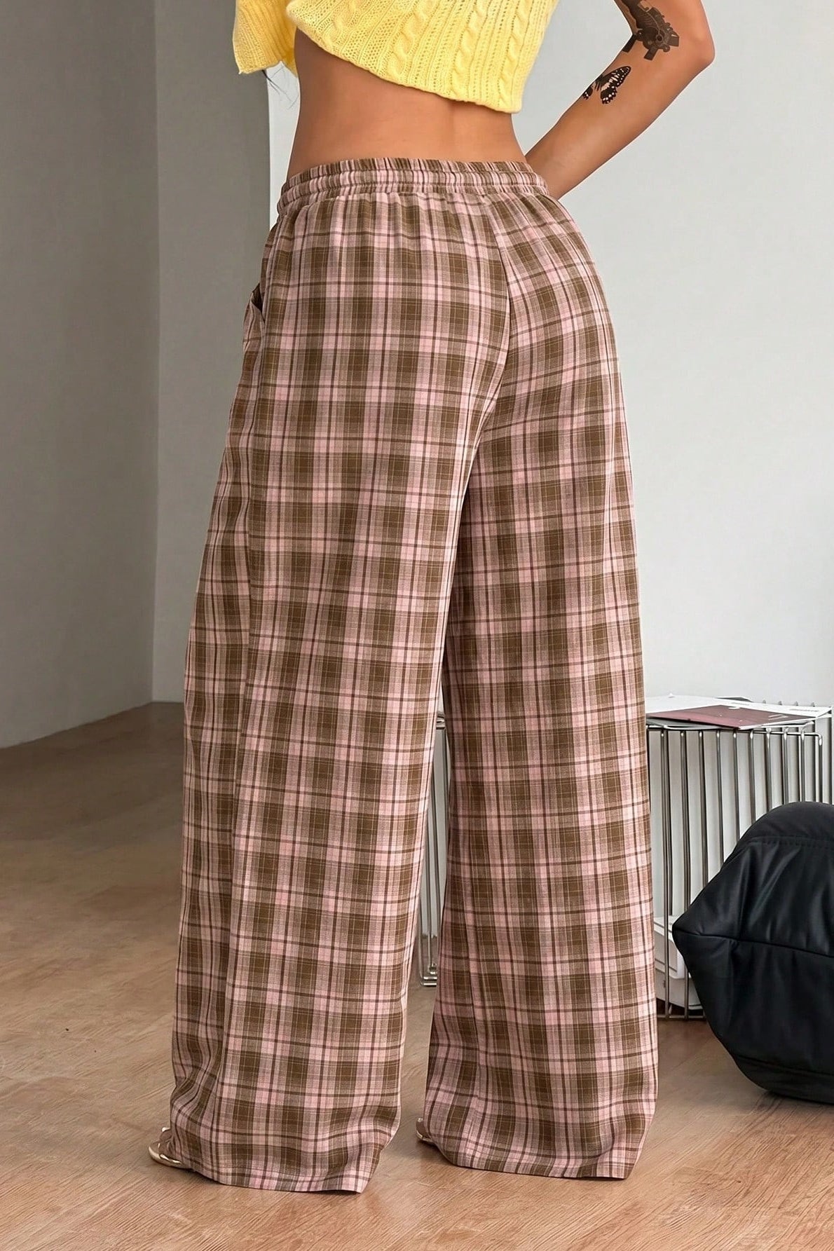 ZEYA - Jessica Plaid Wide Leg Drawstring Pants