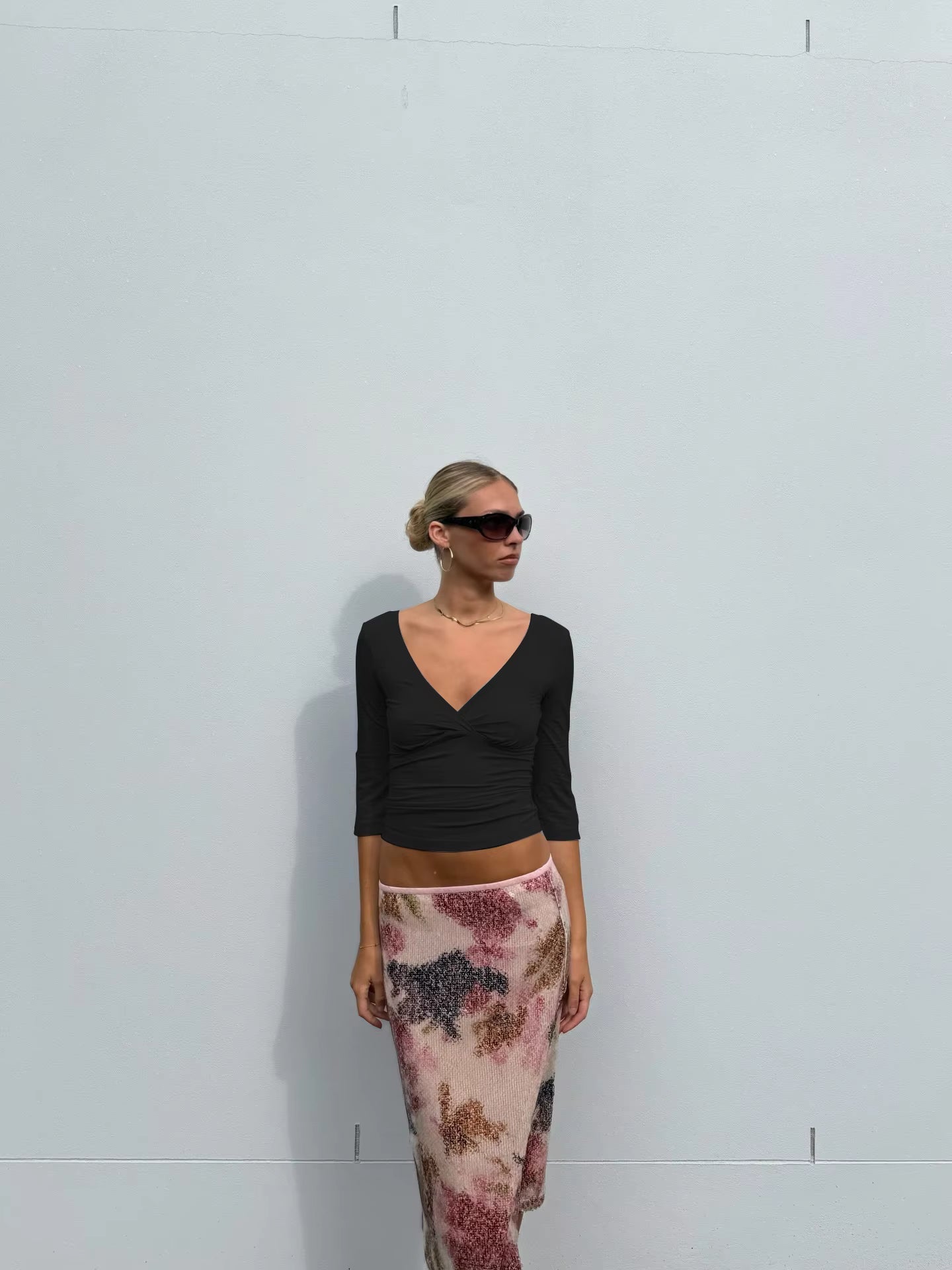 ZEYA - Jillian Deep V Midi Sleeve Tee