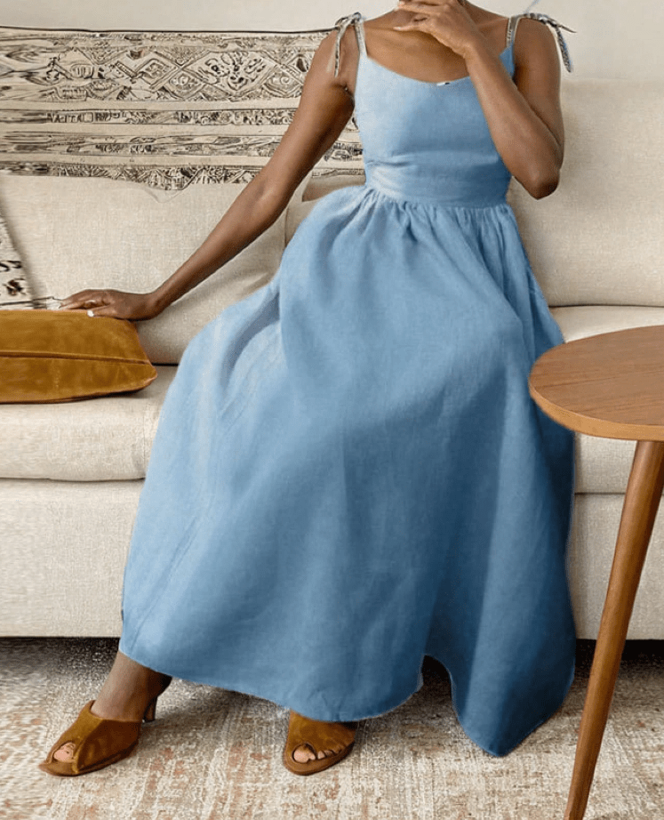 ZEYA - Joanna Backless Tie-Strap Midi Dress