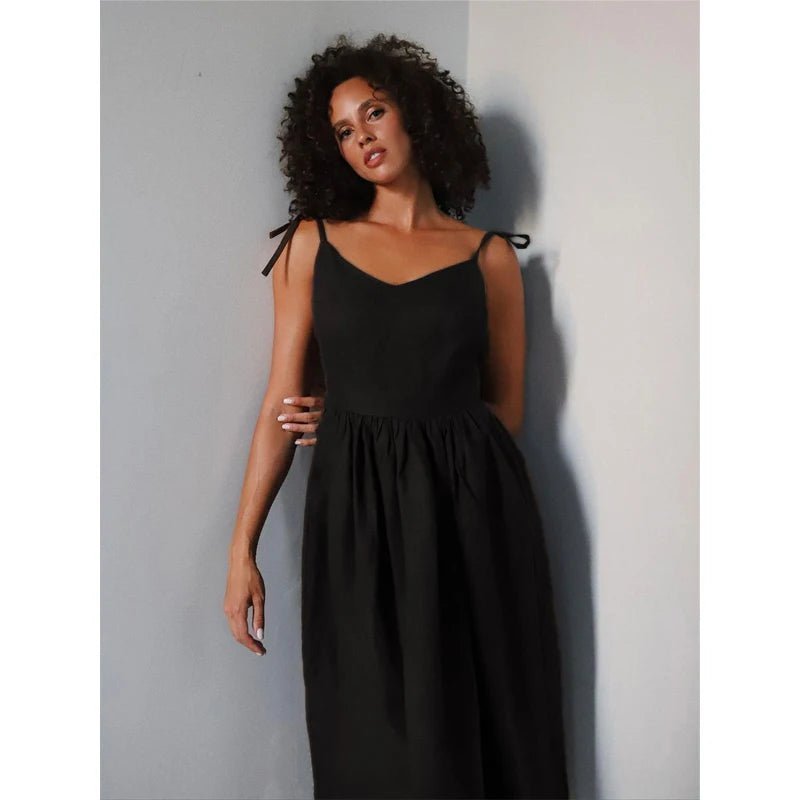 ZEYA - Joanna Backless Tie-Strap Midi Dress
