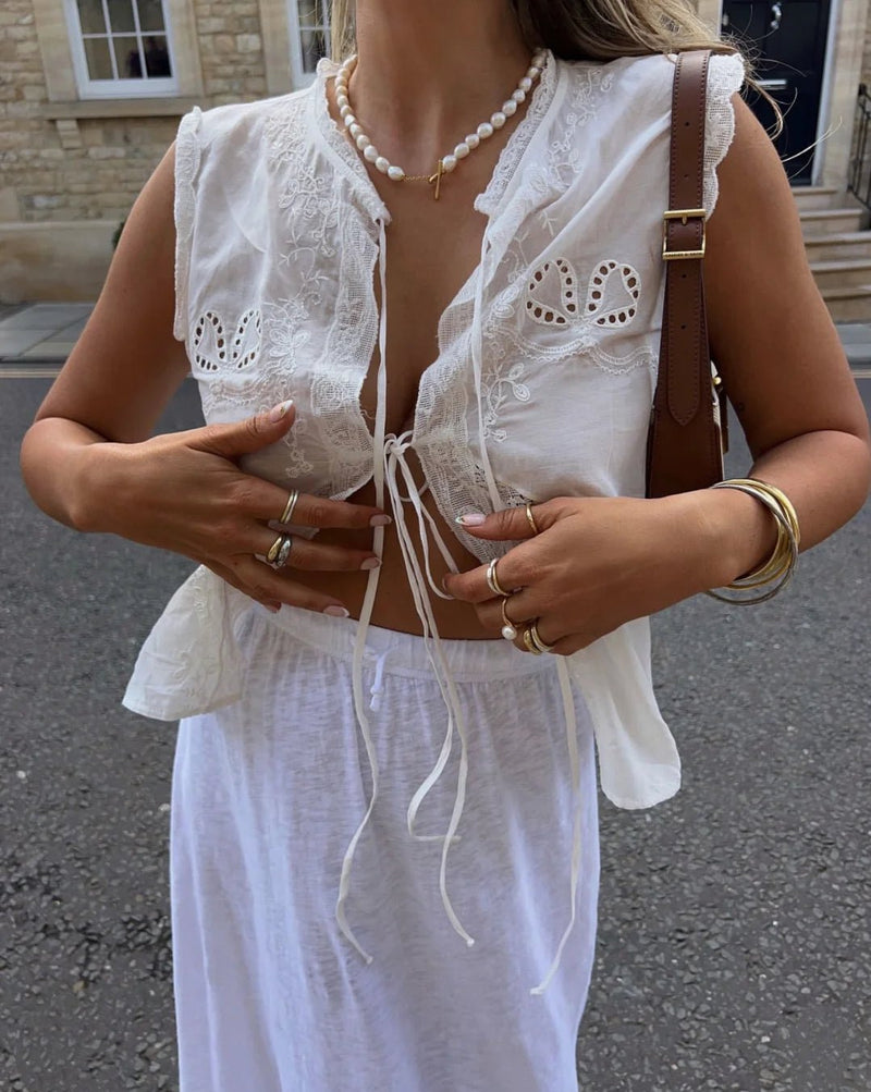 ZEYA - Judy Embroidered Lace Trim Blouse