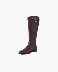 Kara polvipituiset nahkasaappaat