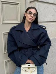 Trench Coat Cropped Kelly com Cinto