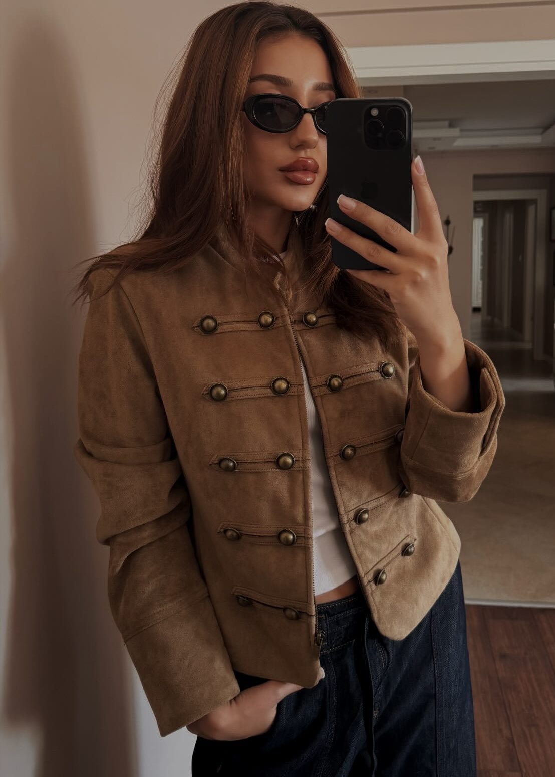 ZEYA - Kelly Faux Suede Napoleon Slim Jacket
