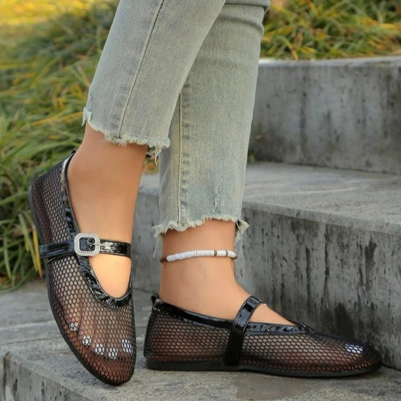 ZEYA - Kenza Mesh Mary Jane Ballet Flats