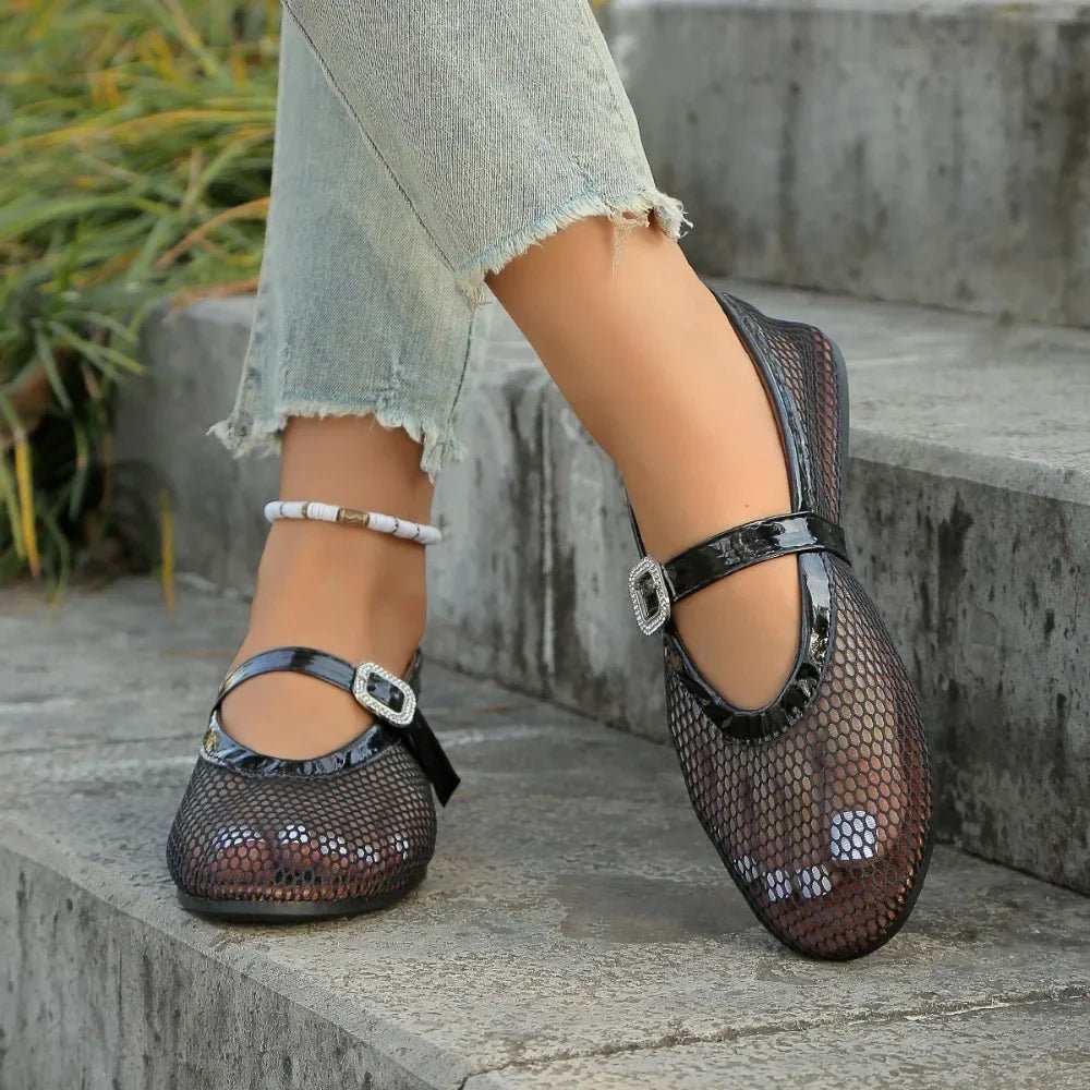 ZEYA - Kenza Mesh Mary Jane Ballet Flats
