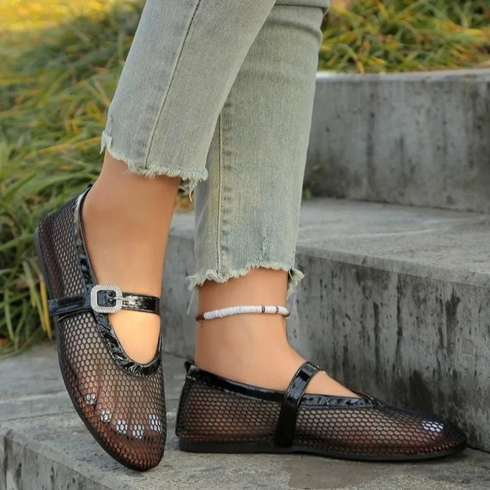 ZEYA - Kenza Mesh Mary Jane Ballet Flats