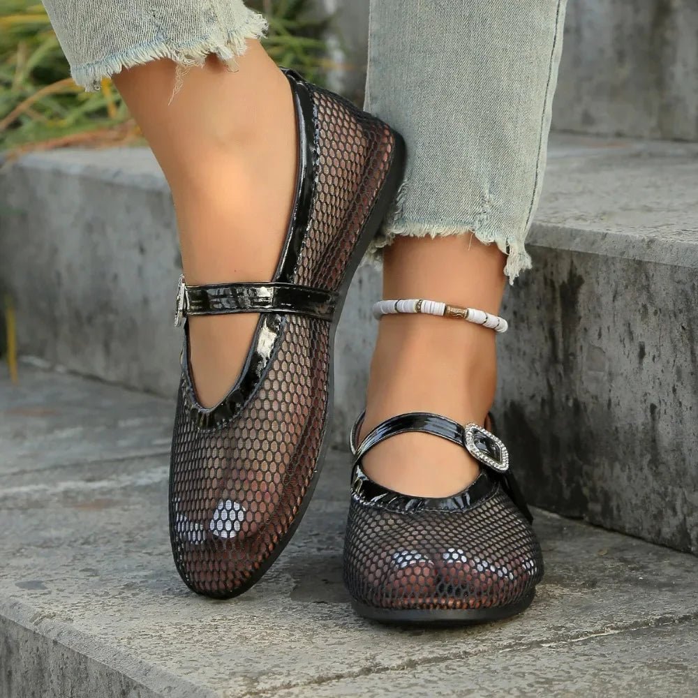 ZEYA - Kenza Mesh Mary Jane Ballet Flats