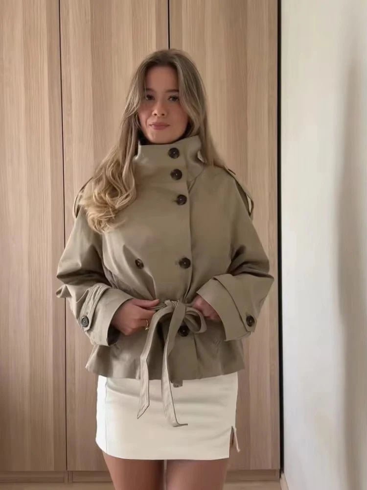 ZEYA - Kiarra Stand Collar Crop Trenchcoat