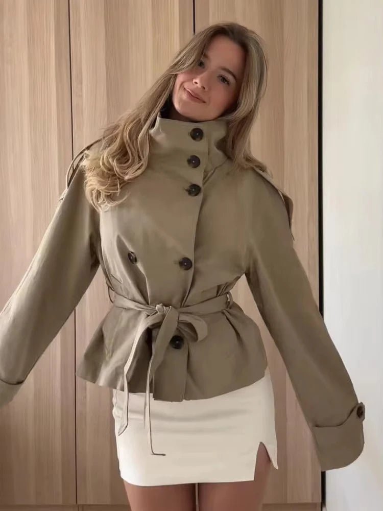ZEYA - Kiarra Stand Collar Crop Trenchcoat