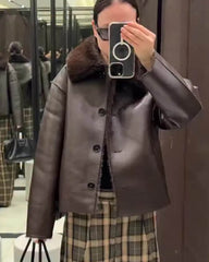 Veste réversible Laila en fausse fourrure et simili cuir