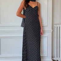 Lauren Polka Dot ryggløs maxikjole