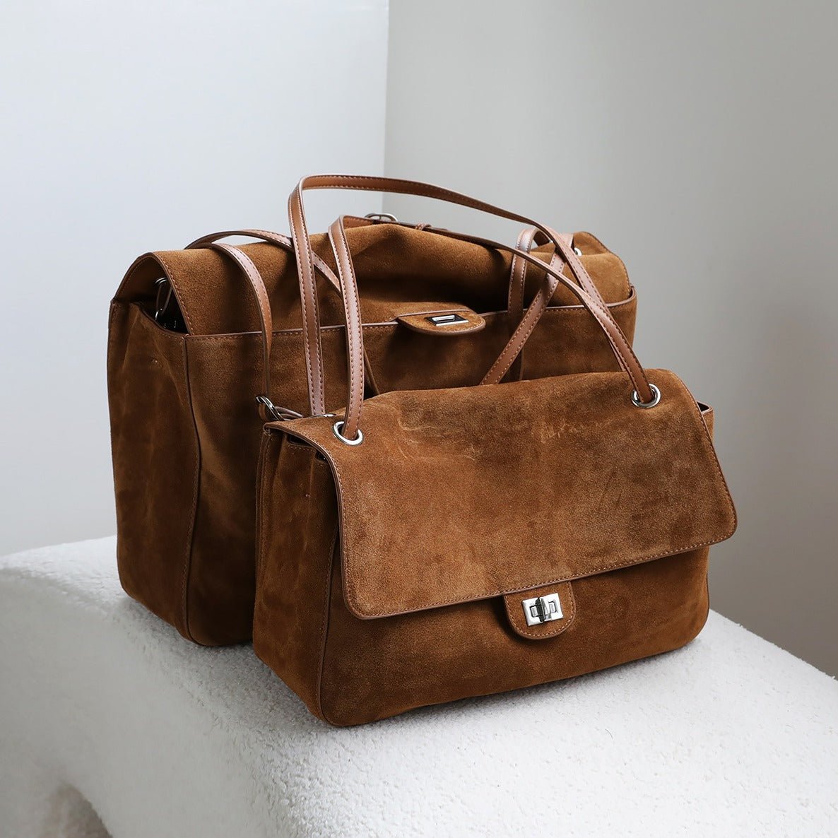 ZEYA - Lena Frosted Cowhide Retro Tote Bag