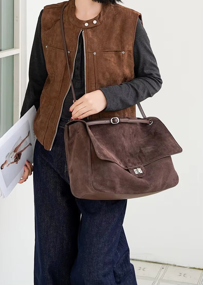 ZEYA - Lena Frosted Cowhide Retro Tote Bag
