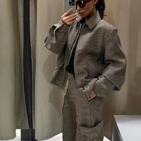 Lily Pied-de-poule Padded Blazer Set