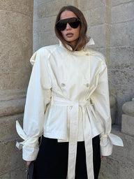 Manteau trench à col montant Linda