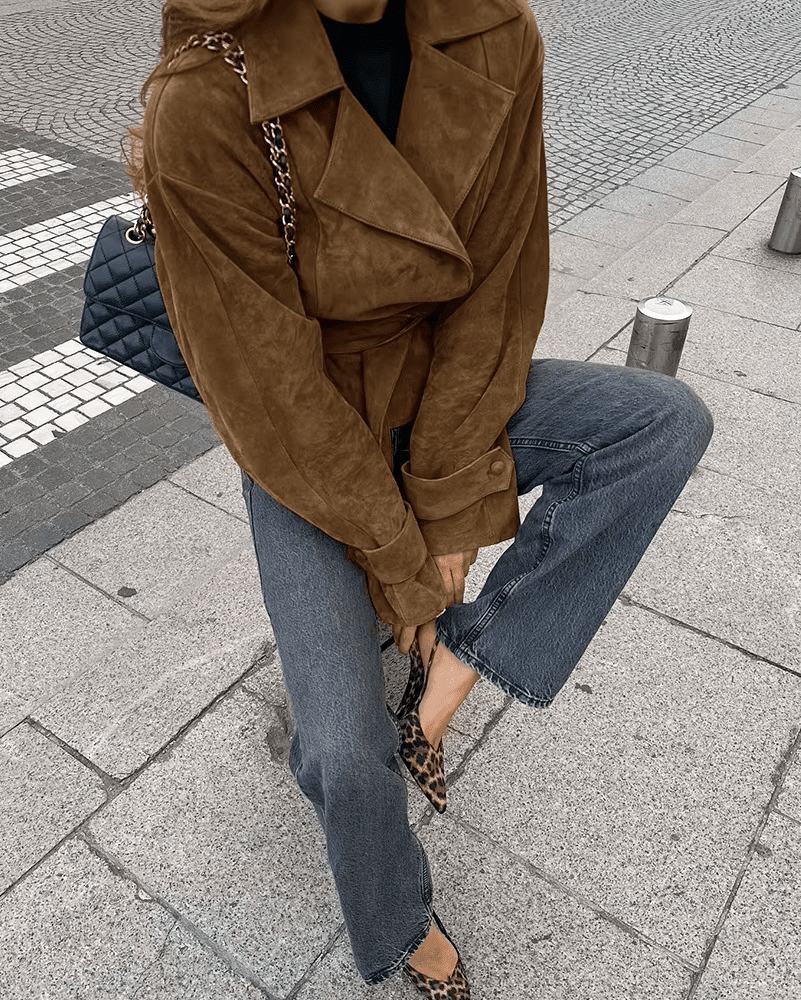 ZEYA - Lisa Faux Suede Belted Wrap Jacket