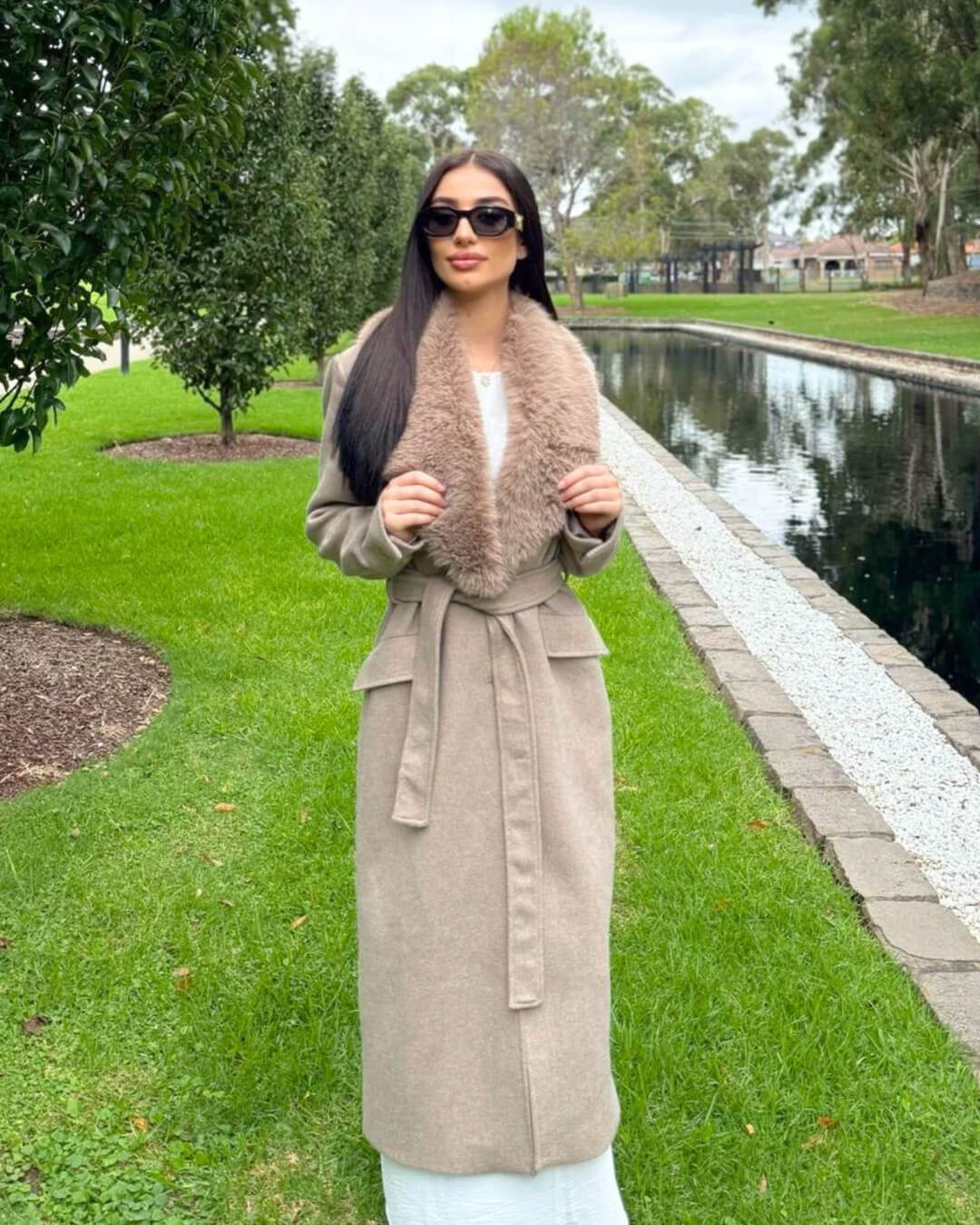 ZEYA - Lola Faux Fur Collar Maxi Coat