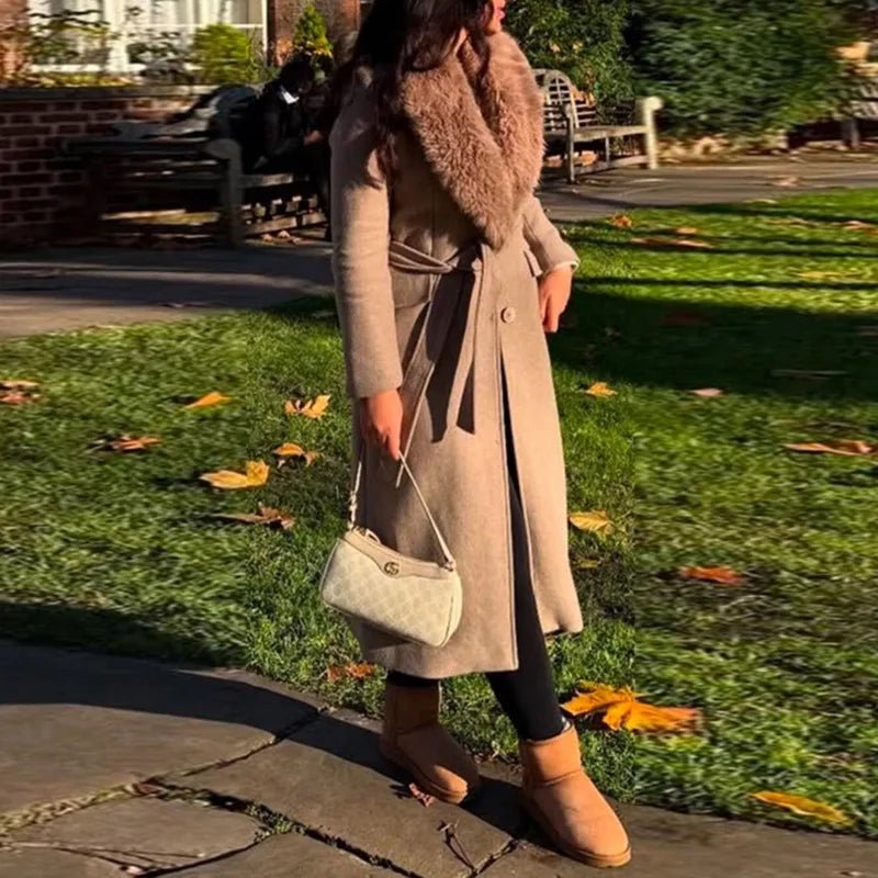 ZEYA - Lola Faux Fur Collar Maxi Coat