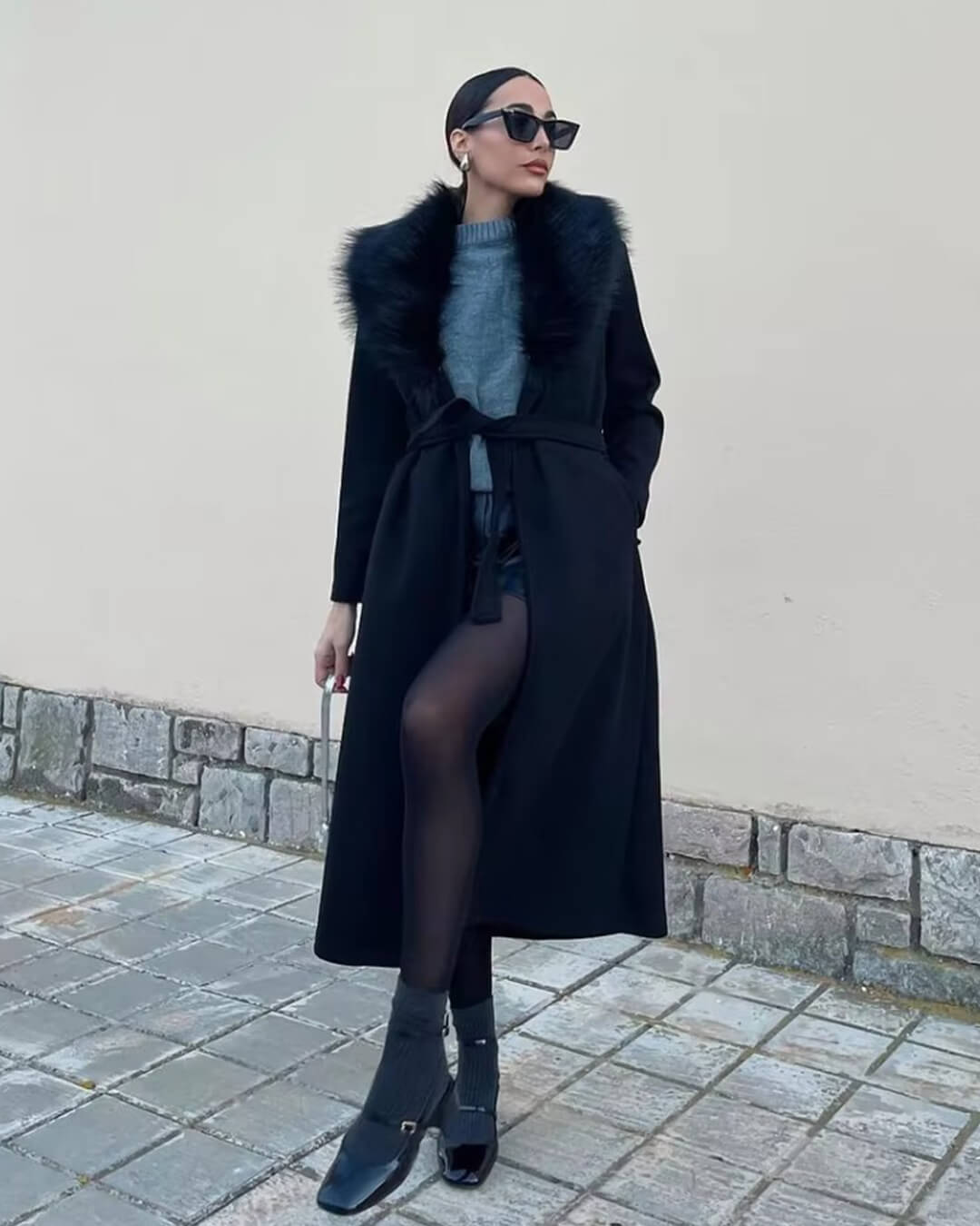 ZEYA - Lola Faux Fur Collar Maxi Coat