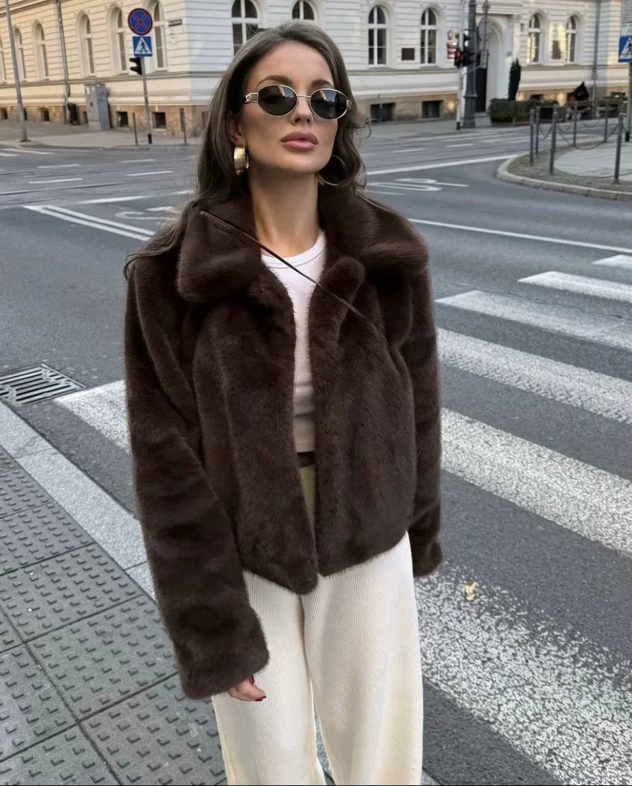 ZEYA - Maddie Short Faux Fur Collared Coat