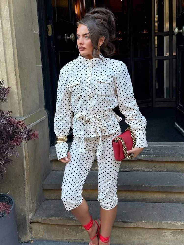 ZEYA - Maelle Polka Dot Two - Piece Suit Set