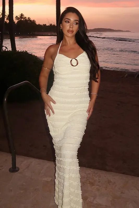 ZEYA - Margot Ruffle Halter Maxi Dress