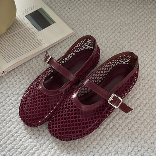 ZEYA - Martha Mesh Buckle Strap Flats